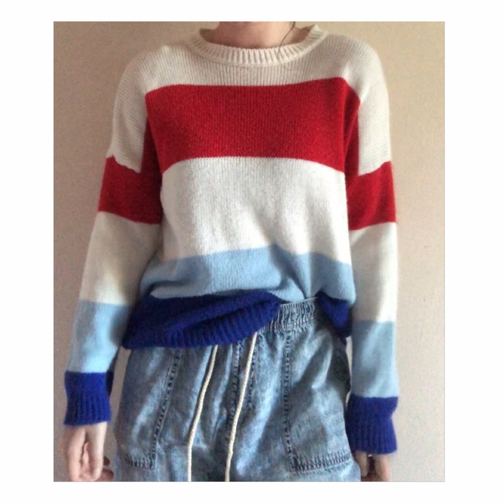 Red White and Blue Striped Sweater